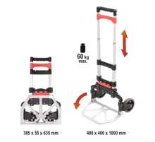 Візок 2- колісний розкладаний YATO: максим. навантаження 60 кг. 40 х 40 х 100 см [1]