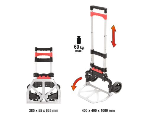 Візок 2- колісний розкладаний YATO: максим. навантаження 60 кг. 40 х 40 х 100 см [1]