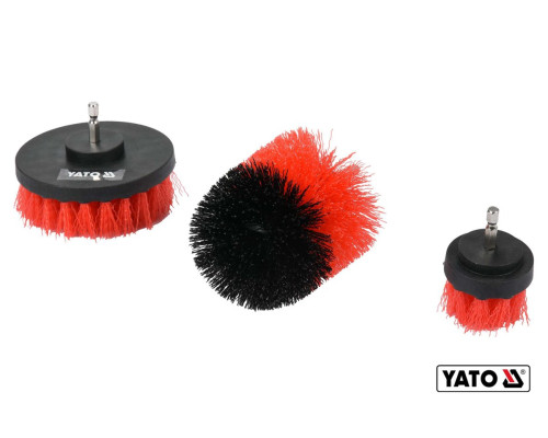 Щітки з нейлоновим ворсом до дрилі YATO : з шпинделем HEX- 1/4", 3 шт [40]