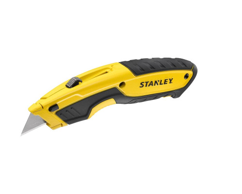 Ніж з висувним трапецевидним лезом STANLEY: 5 позицій, в металевому корпусі + 3 леза
