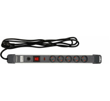 Подовжувач мережевий STHOR: l= 3 м, колодка- 5 гнізд і вмик, 3-жильний Ø=1,5 мм², з заземл. і захист