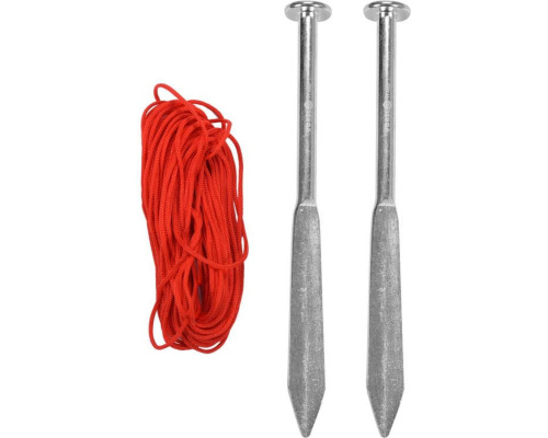 Кілки мулярські 2 шт. VOREL сталеві, Ø= 8 мм, l= 160 мм зі шнуром l= 10 м)(DW)