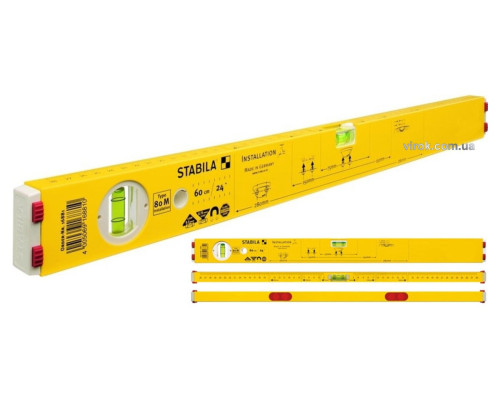 Рівень сантехніка STABILA Type 80 M Installation : L= 100 см, 2 капсули, магнітний, сантех-розмітка
