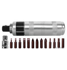 Викрутка реверсивна ударна YATO: L= 160 мм, з магнітними насадками, комплект 15 Од. [мет. Кейс] [16]