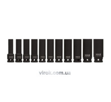 Набір головок торцевих ударних 6-гр. YATO : глибокі, квадрат 1/2", М=10-24 мм, L= 78 мм, 11 шт. [10]