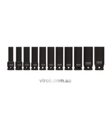 Набір головок торцевих ударних 6-гр. YATO : глибокі, квадрат 1/2", М=10-24 мм, L= 78 мм, 11 шт. [10]