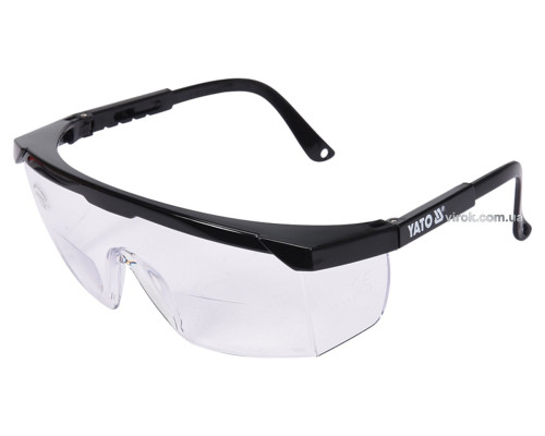 Очки защитные YATO открытые, прозрачные, с коррекцией зрения +1 диоптрия [12/300]