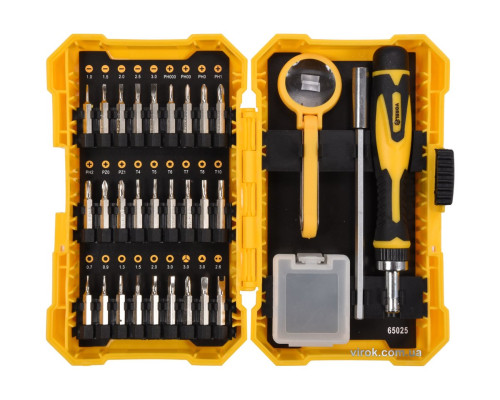 Викрутка реверсивна для точних робіт VOREL: тріщатка, набір насадок, торц. головок 1/4". 38 Елем [6]