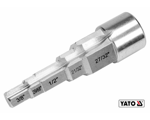 Ключ ступеневий YATO: головка з квадратом 1/2" до головок 3/8",29/68",1/2",21/32", 27/32",Cr-V [100]