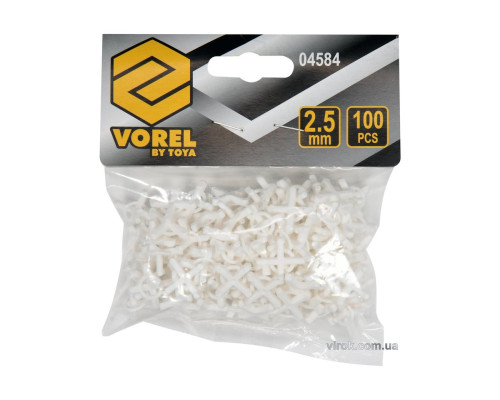 Хрестики дистанційні багаторазові для плитки VOREL : тип U, 2,5 мм. 100 (Уп/Шт.)(DW)