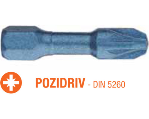 Насадка викруткова ударна USH Blue Shock : Pozidriv PZ2 x 30 мм Torsion, Уп. 5 шт.