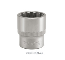 Головка торцевая YATO: квадрат 1/2", "Spline", M=15 мм, L=38 мм [12/120/240]