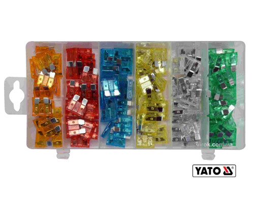 Автомобильные предохранители YATO STANDARD, по 20 шт. для токов 5, 10, 15, 20, 25, 30 А, 120 шт [12]