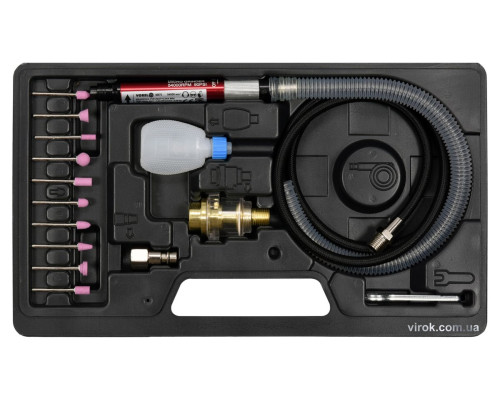 Шліфмашина пневматична VOREL міні, при тиску- 0,63 MPa, сопло Ø=3 мм, з насадками, 16 елем.[10]