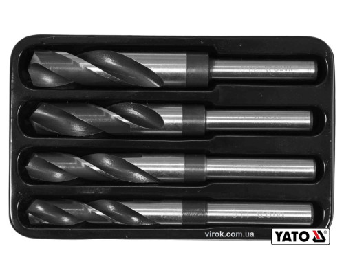 Набір свердл по металу YATO: HSS 4241, Ø14-20мм, L=75/150мм, до нержав. і конструкц. сталі, 4 шт[10]