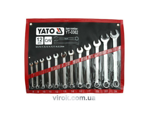Ключі ріжково накидні YATO : М= 8-24 мм, Набір 12 шт. САТИН [6]
