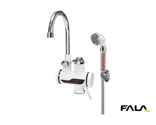 Нагрівач води з LCD-дисплеєм KALTA-3 FALA: 3кВт,до 60°С,тиск 0.1-0.6МПа,кабель-1.2 м + душовий компл