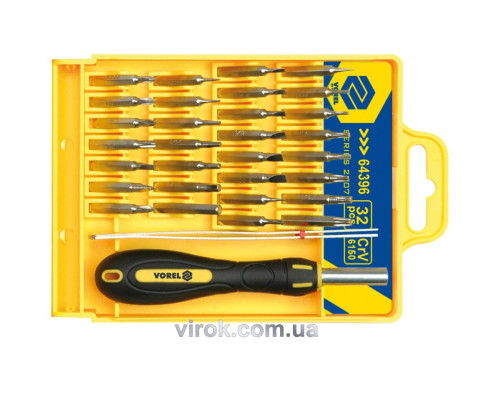 Викрутка для точних робіт VOREL з насадками Набір 32 шт. [10/50]