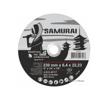 Диск шлифовальный по металлу SAMURAI ТМ VIROK: A30S-BF27, Ø=230х22.23 мм, t=6.4 мм
