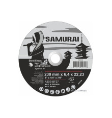 Диск шліфувальний по металу SAMURAI ТМ VIROK : A30S-BF27, Ø= 230х22.23 мм, t= 6.4 мм