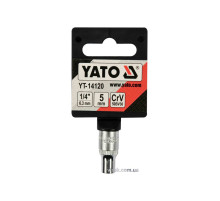 Головка торцева 6-гранна YATO : квадрат 1/4", М5, CrV [Блістер] [12/360]
