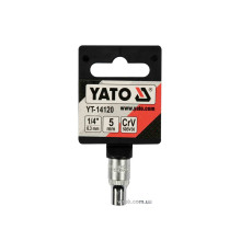 Головка торцева 6-гранна YATO : квадрат 1/4", М5, CrV [Блістер] [12/360]