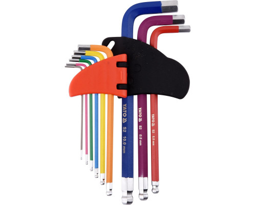 Ключі шестигранні з кулькою YATO : М1.5-10 мм, Г-подібні, HRC 58-62, S2 [10/50]