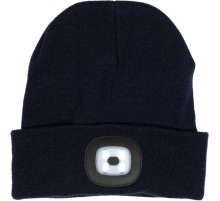 Шапка зимова темно-синя VOREL з акумуляторним- 3,7 В ліхтарем 120 Lm [10/80] DW