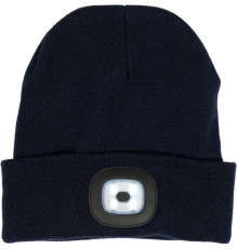 Шапка зимова темно-синя VOREL з акумуляторним- 3,7 В ліхтарем 120 Lm [10/80] DW