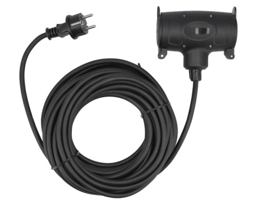 Кабель-подовжувач для будів. робіт мереж 230В YATO, 2 гнізда l= 15м. струм- 16А, 3-жильний S=1,5 мм²