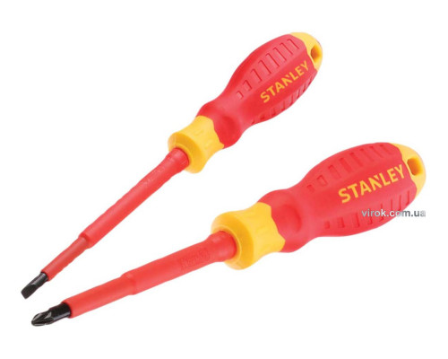Набор отверток диэлектрических STANLEY: PZ2, SL4 x 100 мм, VDE до 1000 В, 2 шт