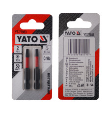 Насадка викруткова YATO TORX T20 х 50 мм. HEX 1/4", хром-молібден, 2 шт.