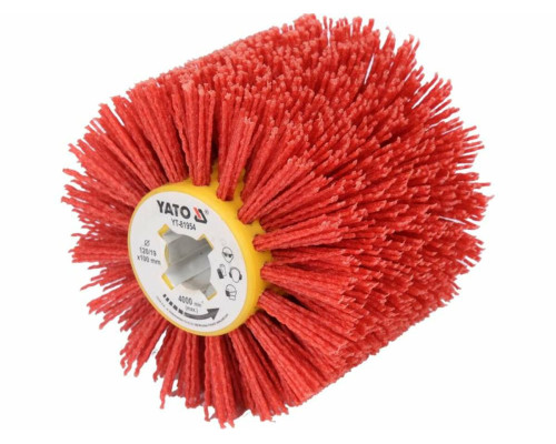 Щітка-вал до шліфувально-брашувальної машинки YATO з ПВХ ворсом, Ø= 120/19 мм, шир.- 100 мм [20]