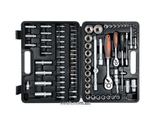 Набір головок торцевих, насадок STHOR : квадрат 1/2", 1/4" з інструментами [94 Од.] [3/96]