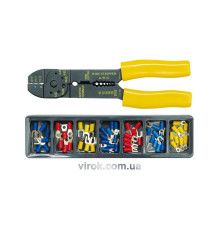 Кліщі для обтискання і зачистки проводів VOREL з контактними наконечниками, кпл. 100 шт. [25/50]