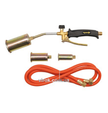 Пальник Газовий VOREL : L=360мм. до 19,5 кВт. Набір з 3 наконечниками і шлангом l=2м. 1,2МРа [10]