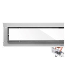 Трап підлоговий для душу з нержавіючої сталі "WHITE GLASS" FALA; 70х 7х 7 см [6]