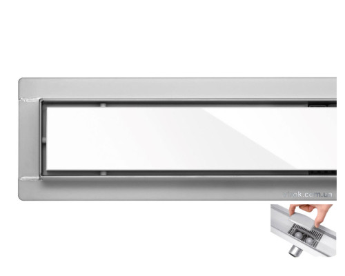 Трап підлоговий для душу з нержавіючої сталі "WHITE GLASS" FALA; 70х 7х 7 см [6]