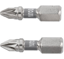 Насадка викруткова YATO PZ1 х 25мм. HEX 1/4", покрита нікелем, 2шт.[10]