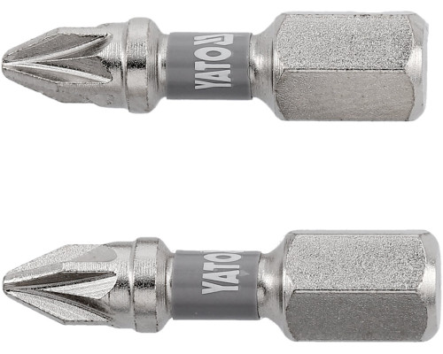 Насадка викруткова YATO PZ1 х 25мм. HEX 1/4", покрита нікелем, 2шт.[10]