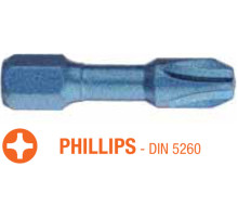 Насадка викруткова ударна USH Blue Shock : Philips PH2 x 30 мм Torsion, Уп. 25 шт.