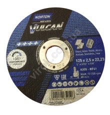 Диск відрізний по металу і нержав. сталі тм "NORTON VULCAN"; Ø= 125х22,2 мм, t= 2,5 мм