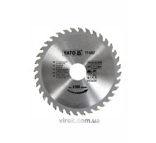 Диск пильный победитовый по дереву YATO: 160х30х2.8х2.0 мм, 36 зубцов, RPM до 9500 1/мин [25/50]