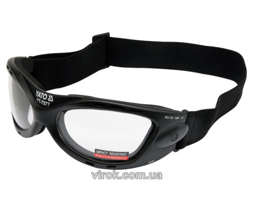 Окуляри захисні YATO прозорі з регул. еластичним пояском [12/120]