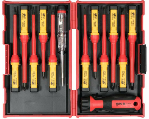 Набір викруток діелектричних ізольованих YATO: до 1000 V, 13 шт. в футлярі [6/12]