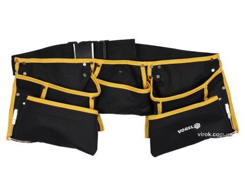 Пояс з 11 кишенями для інструментів столяра VOREL з поліестеру; 2 метал. захопи для молотків [24]