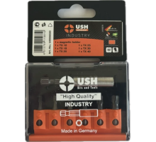 Набор отверточных насадок Industry USH: 1/4" с магнит держателем, T10, T15, T20, T25, T30, T40, 7 эл.