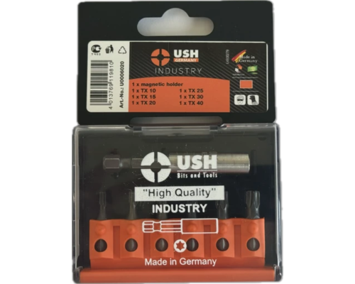 Набір насадок викруткових Industry USH: 1/4" з магнітн тримачем, T10, T15, T20, T25, T30, T40, 7 ел.