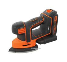 Шліфмашина вібраційна акумуляторна B+D : Li-Ion 18В, 1.5 Агод, 12 Тоб/хв, плавн.пуск Заряд.пристр