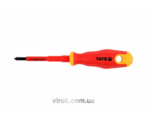 Викрутка хрестова діелектрична ізольована YATO : PZ1 х 80 мм. VDE до 1000V [12/120]